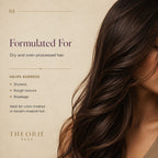 Advertisement for Theorie Sage hair product showing a woman with long, wavy hair on a beige background.